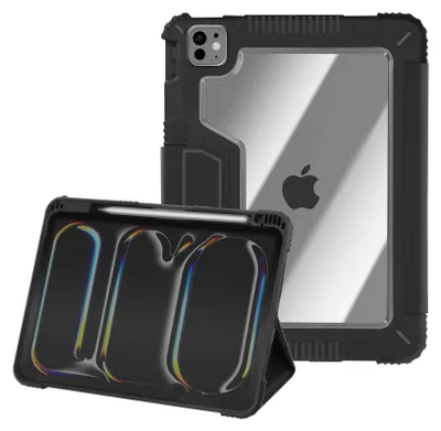 Image de Akashi, Étui antichoc pour iPad Pro 13 2024 Fonction de support Coins renforcés, Noir