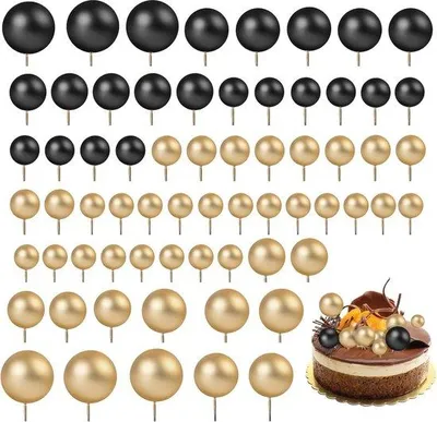 Produktbild von Famanu Tortendekoration 66 Stück Schwarz und Gold - Für Feiern und Anlässe