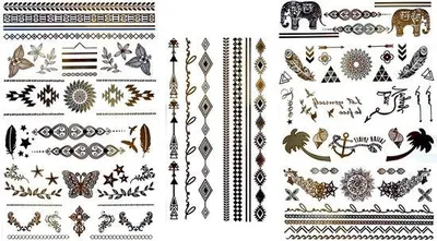 Produktbild von 14 temporäre goldene und silberne Armband-Tattoos Metallic