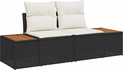 Zdjęcie produktu dla vidaXL Sofa ogrodowa czarna 184 x 62 x 85 cm z polirattanu