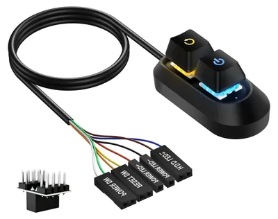 Productafbeelding van Desktop PC Schakelaar - Externe Aan/Uit Knop - Computer Starten - Met LED Licht - 2 Meter Kabel - Zwart