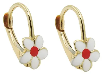 Ohrringe-Blümchen-mit-Brisur-weiß-rot-375-Gold