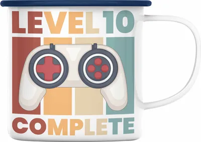 Produktbild von Trendation - 10. Geburtstag Emaille Tasse Geschenk Jungs Jungen Gamer Zocker 10 Jahre Alt Geburtstagsgeschenk Idee (Blau)