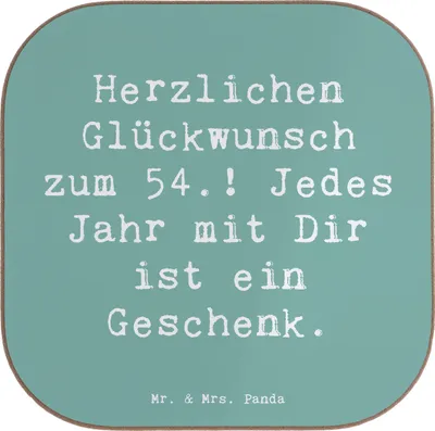 Produktbild von Mr. & Mrs. Panda Getränkeuntersetzer Spruch 54. Geburtstag - Meeresbrise - Geschenk, Feiern, Geburtstagsgeschenk, gläseruntersetzer, liebevolle Zitate, Glückwünsche