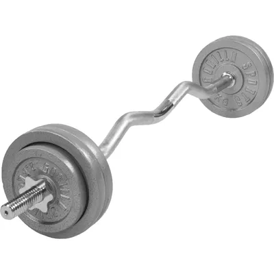Produktbild von GORILLA SPORTS® Hantelset - 35kg, SZ Curlstange 120 cm, Gewichte 2x1,25kg / 2x2,5kg / 4x5kg, mit 2 Sternverschlüssen, 30mm, aus Gusseisen - Hantel Set, Hanteln, Sz-Stange