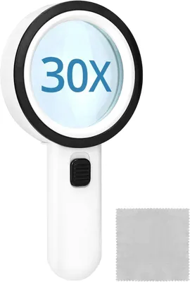 Productafbeelding van Vergrootglas met 12 Led licht - 30X handleesloep - Leesloep met licht - Voor lezen - Knutselen - Juwelier