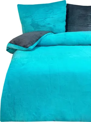 Obrázek produktu pro Moderní plyšové ložní prádlo na zip - jednobarevné, oboustranné a hřejivé Petrol 155x200cm + povlak na polštář 80x80cm