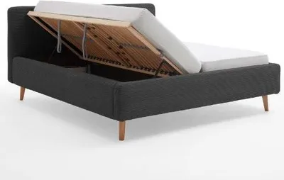 Produktbild von Bett Madras 160x200cm mit Stauraum Rippe Samt - anthrazit