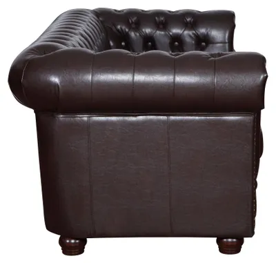 Produktbild von Edles Chesterfield Sofa 2 Sitzer in Kunstleder Vintage braun Couch Polstersofa
