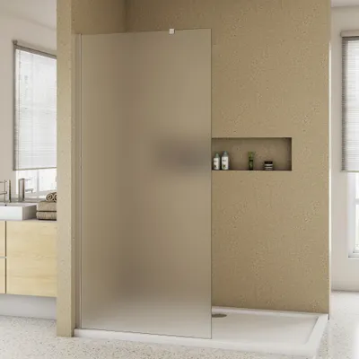 Produktbild von Duschwand 140x200cm mit Befestigungsstange die Klemme 73-120cm 10mm Milchglas