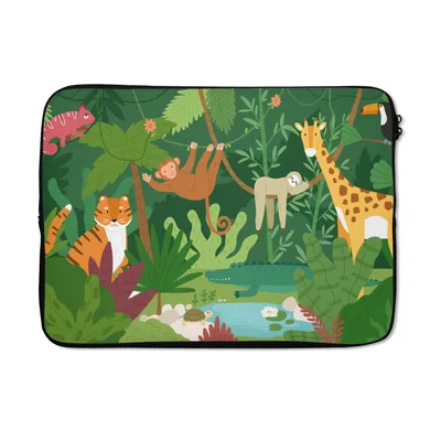 Produktbild von MuchoWow® Laptop Hülle 14 ZollDschungel - Tiere - Natur Laptoptasche - Laptoptasche - Stoßsicher - Schutzhaube