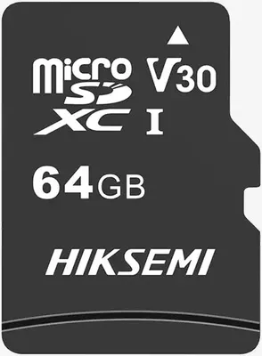 Image de Mémoire, HIKSEMI microSDXC 64G, Classe 10 et UHS-I TLC, vitesse de lecture jusqu'à 92 Mo/s, vitesse d'écriture 30 Mo/s, V30 avec adaptateur