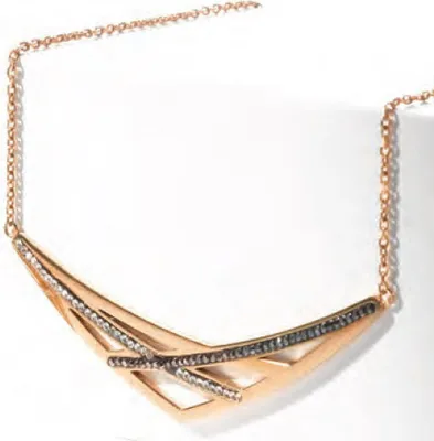 Image de Collier Victoria en or rose avec pierres noires et blanches