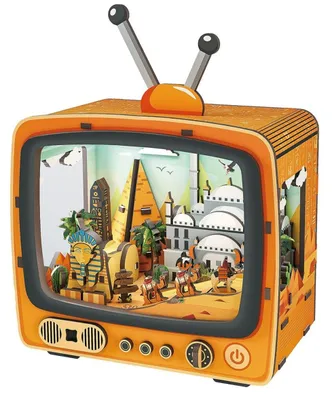 Zdjęcie produktu dla 2Kids Toys: Trójwymiarowa drewniana układanka "Retro TV", piramida