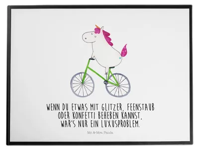 Produktbild von Mr. & Mrs. Panda schreibtischunterlage Einhorn Radfahrer - Weiß - Geschenk, Schreibunterlage, malunterlagen, Rad, Einhörner, Unicorn, schreibauflage, Radfahren, tischpad