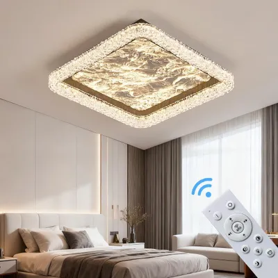 Produktbild von LED Deckenleuchte dimmbar mit Fernbedienung, stufenlos 3000–7000 K, energiesparend & langlebig, modernes Design in Schwarz oder Weiß, ideal für Wohnzimmer, Schlafzimmer & Küche (251-FX-BL)