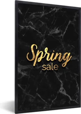 Produktbild von MuchoWow® Gerahmtes Poster Verkauf - Frühling - Gold - Marmor 40x60 cm - Poster mit Schwarzem Bilderrahmen Wandposter Rahmen Foto Bilder - Papierdruck - Wandbilder
