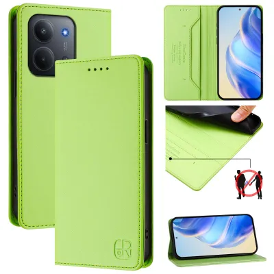 Produktbild von Lederhülle für Xiaomi Redmi 15C 5G/4G Hülle Flip Brieftasche Kartenfächern Ständer Schutzhülle Grün