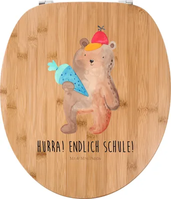 Produktbild von Mr. & Mrs. Panda Toilettendeckel Bär Schultüte - Transparent - Geschenk, Schulanfang, Erster Schultag, Einschulung, Klo-Deckel, Klodeckel, Schulbeginn, Grundschule, Teddy