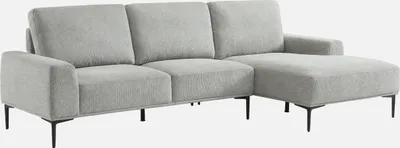 Produktbild von sweeek - 3-Sitzer-Sofa mit Stoffbezug - Recamiere rechts - Hellgrau
