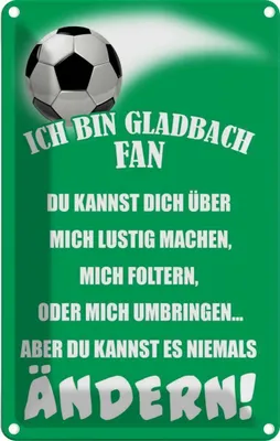 Produktbild von vianmo Blechschild 30x20 cm ich bin Gladbach Fan Fussball Sport Hobby
