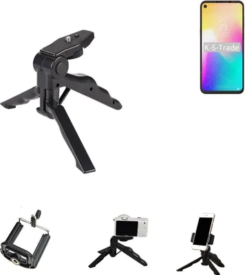 Produktbild von K-S-Trade Stativ Tisch-Ständer Dreibein Handy-Stativ Ständer kompatibel mit HiSense U30 Mini-Stativ Smartphone Tripod Handy-Stativ aus Plastik
