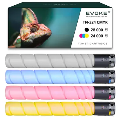 Immagine prodotto di 4x Toner per Konica Minolta A8DA-TN324B A8DA150 CMYK = nero + blu + rosso + giallo | Ricambio per C258 C308 C368