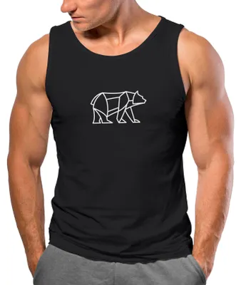 Produktbild von Herren Tank-Top Polygon Design Print Bär Bear Tiermotiv Outdoor Fashion Streetstyle Muskelshirt Neverless® Polygon 2 schwarz L