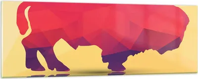 Produktbild von Bilder auf glas - Bison Illustration Bunt Grafik - 90x30cm - Glasbilder - Wandbilder - Kunstdruck - zum Aufhängen bereit - Wanddekoration aus Glas - Glas Bilder - Wandbild auf Glas - GAB90x30-2812