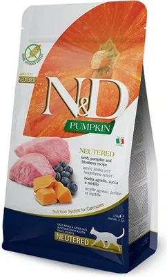 Productafbeelding van Droogvoer voor katten - FARMINA N&D CAT PUMPKIN LAMB&BLUEBERRY, voor volwassen katten, 300g