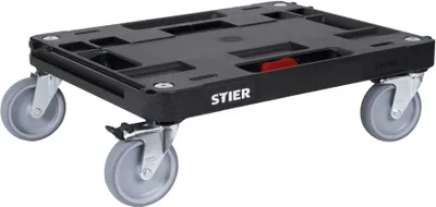 Produktbild von STIER Systainer-Rollbrett RB BLACK-Edition für alle T-Loc Systeme und Systainer³, 100 kg Tragkraft, mit 2 stabilen Griffen, praktische Durchführung für Spanngurte