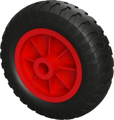 Image de 1 x Roue en polyuréthane Ø 160 mm palier lisse compresseur rouleau anti-crevaison, noir/rouge