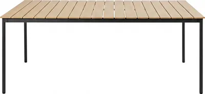 Image de Table de jardin 180x90 cm en métal et bois 8 places gris - Oviala Bogota