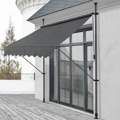 Produktbild von Klemmmarkise Grau 250 x 118 x 205-300cm Markise Balkonmarkise Sonnenschutz ohne Bohren