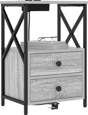 Immagine prodotto di vidaXL, comodini, 2 pezzi, grigio Sonoma, 40 x 31 x 60 cm, materiale composito in legno