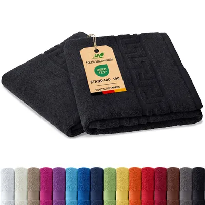 Immagine prodotto di Set di 2 asciugamani della serie ARIZONA – 700 g/m² di spugna disponibile in 9 misure, misura: set di 2 tappetini da doccia 50x70 cm, colore: nero