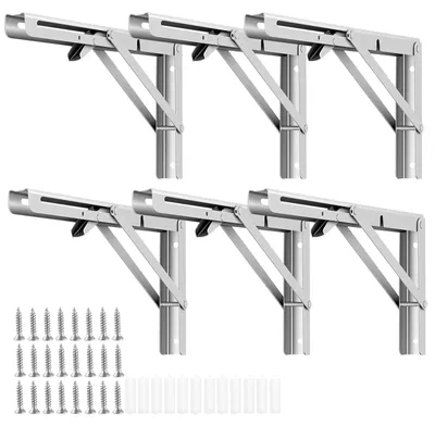 Produktbild von SolidKeus – Set mit 6 robusten, klappbaren Wandhalterungen aus Edelstahl