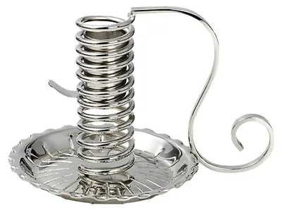 Spiralkerzenhalter Messing vernickelt Höhe 12 cm