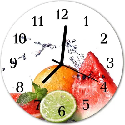 Produktbild von Glasuhr Wanduhr Küchenuhr Echt-Glas 30fi cm Früchte mehrfarbig