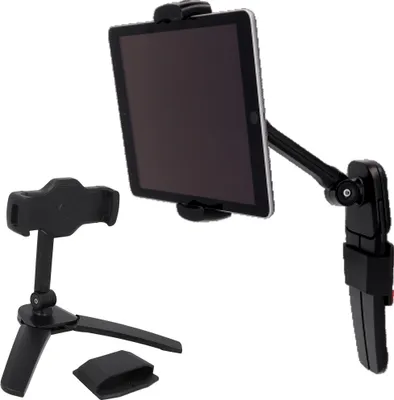 Produktbild von Halter für Handy Smartphone Tablet Tablethalter Handyhalter Ständer mit Wandhalterrung Metall schwarz