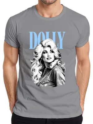 Productafbeelding van Dolly Parton, landelijke muzieklegende, vintage, retro, fan, heren T-shirt, grijs, maat S
