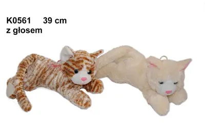 Produktbild von Maskottchen Katze mit Stimme, groß liegend 2 Motive 082657