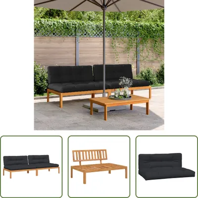 Produktbild von The Living Store Garten-Mittelsofas aus Paletten mit Kissen 2 Stk. Akazienholz