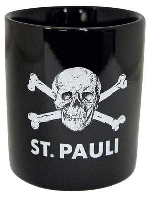 Produktbild von FC St. Pauli Kaffeebecher Totenkopf Schwarz, Original Fanartikel, Schwarze Tasse mit Totenkopf und Henkel 300 ml, Keramik