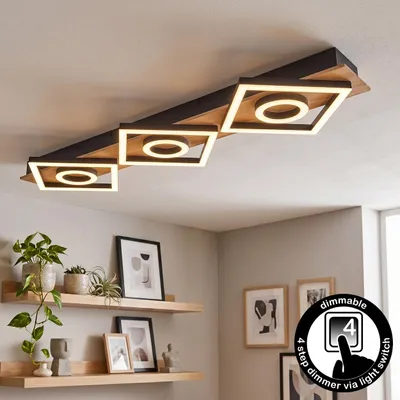 Produktbild von Colognola Deckenlampe aus Metall/Holz/Kunststoff in Schwarz/Natur/Weiß