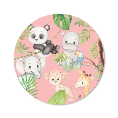Produktbild von MuchoWow® Mauspad Mousepad Dschungel - Rosa - Tiere 20x20 cm - Mousepads - Maus Mat - Pad - Mausunterlage - Schreibtischmatte