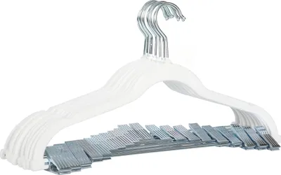 Produktbild von SVITA 10er Set Kleiderbügel Hosenbügel mit Clips und Samt-Bezug Weiß