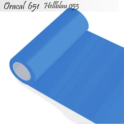 Produktbild von Oracal 651 - Orafol Folie 10m (Laufmeter) freie Farbwahl 55 glänzende Farben - glanz in 4 Größen, 63 cm Folienhöhe - Farbe 53 - hellblau