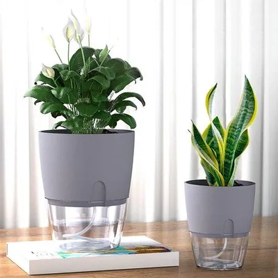 Produktbild von Famanu Kräutertopf Set mit Selbstbewässerung - 6-teilig, Grau