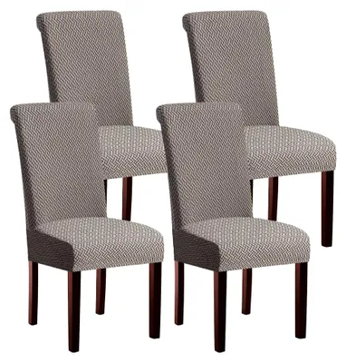 Produktbild von Moderne Stuhlhussen Set für 1, 2, 4 oder 6 Stühle, elastische abnehmbare und waschbare Universal-Stuhlbezüge für Hotel, Bankett, Hochzeit, Party-Dekoration (Hellgrau, 4 Stück)